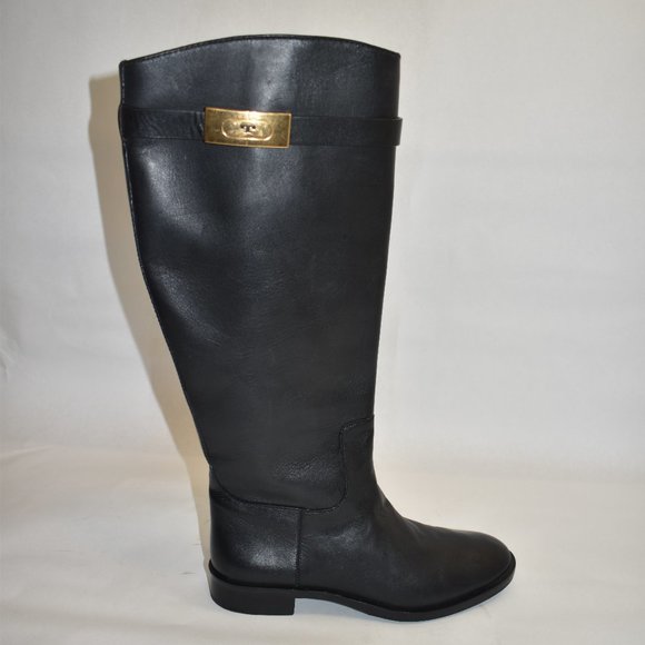 Tory Burch T-HARDWARE RIDING BOOT Black Size 8.5 M - Picture 3 of 9
